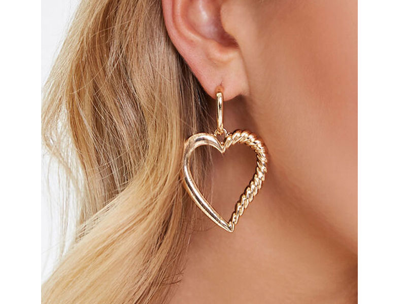 Women's Heart Cutout Drop Earrings