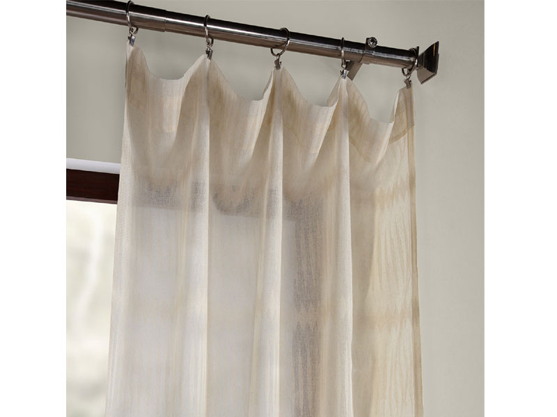 Polaris Tan Patterned Linen Sheer Curtain
