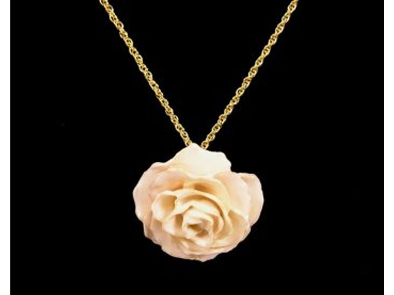 Women's Preserved Real Rose Pendant & 24k Gold Chain