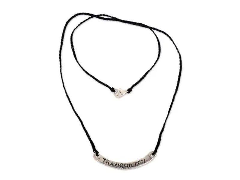 Women's Tranquility Inspirational Jewelry Black Necklace 925 Silver