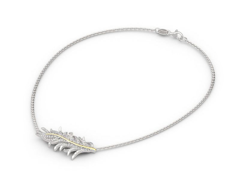Women's Jeulia Two Tone Feather Sterling Silver Necklace