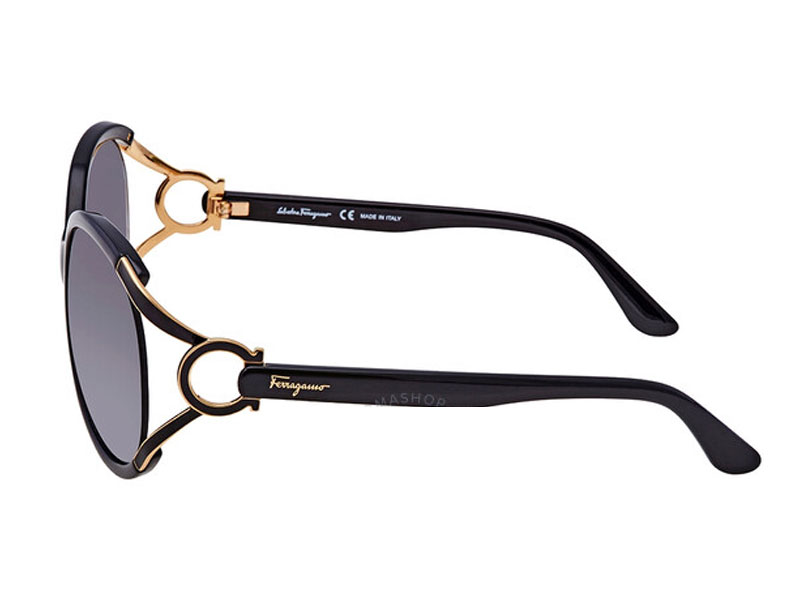 Salvatore Ferragamo Grey Gradient Round Ladies Sunglasses