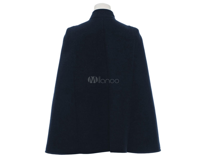 Military Coat Double Breasted Buttons Cape Poncho For Women