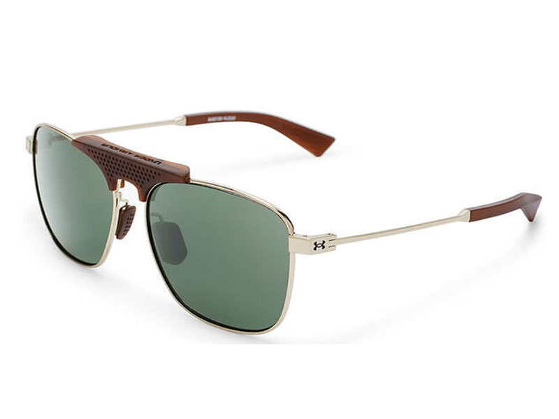 Under Armour Rally Sunglasses with Shiny Gold Frame and Green Lens