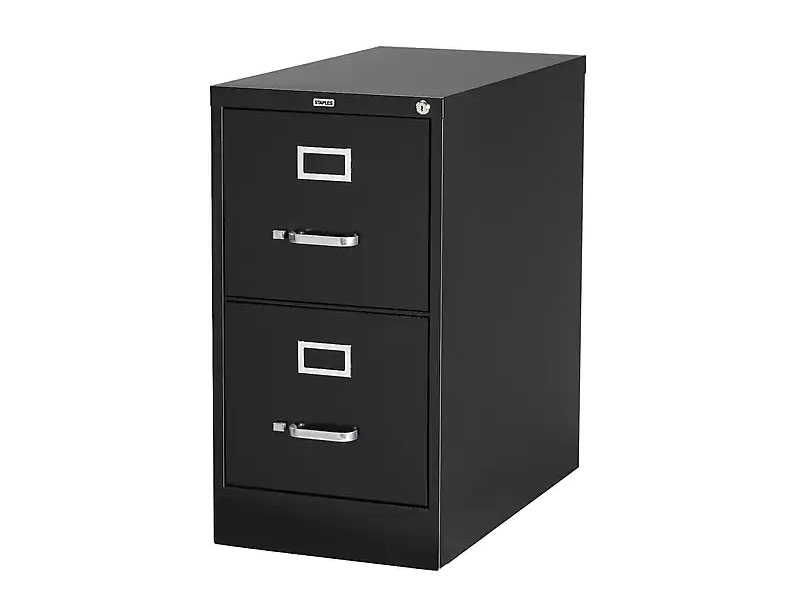 Staples 2-Drawer Vertical File Cabinet Locking Letter Black 25