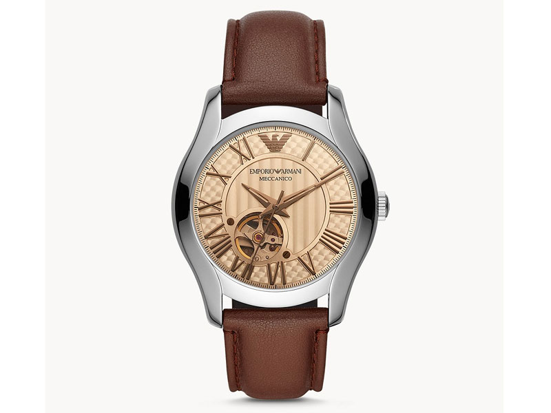 Emporio Armani Automatic Brown Leather Watch For Men