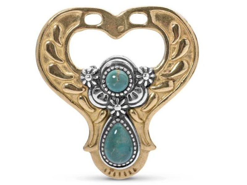 American West Jewelry Women's Sterling Silver Green Turquoise Two Stone Insert