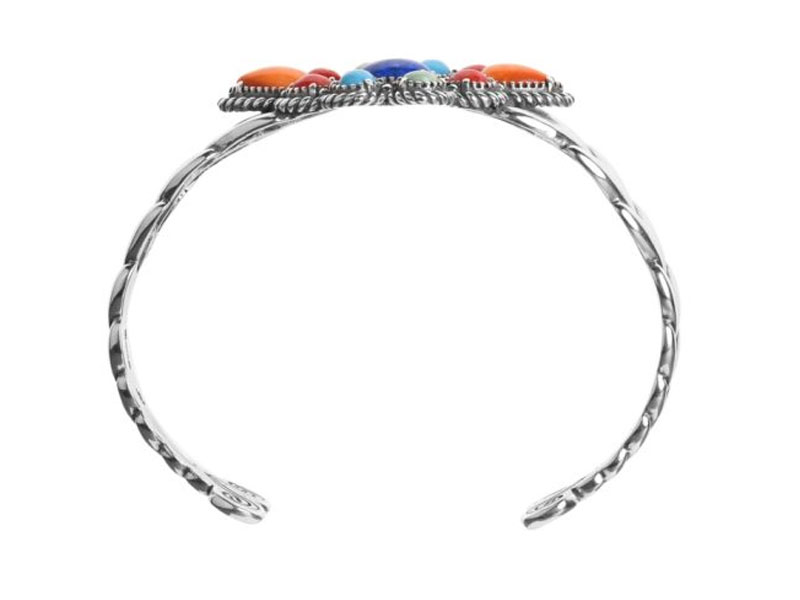 American West Jewelry Women's Sterling Silver Multi-Color Gemstone Cuff Bracelet