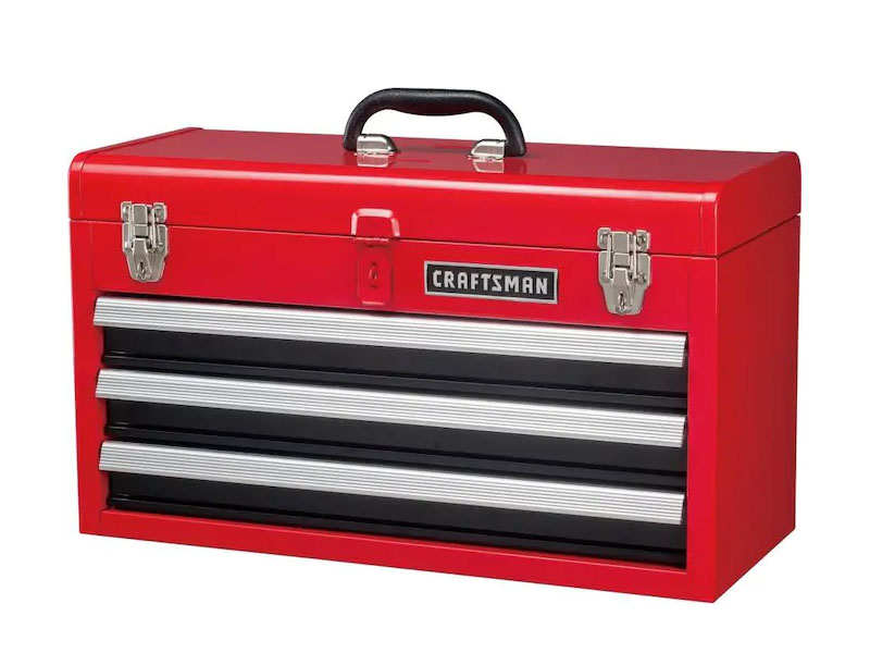 Craftsman Portable 20.5-in Ball-bearing 3-Drawer Red Steel Lockable Tool Box