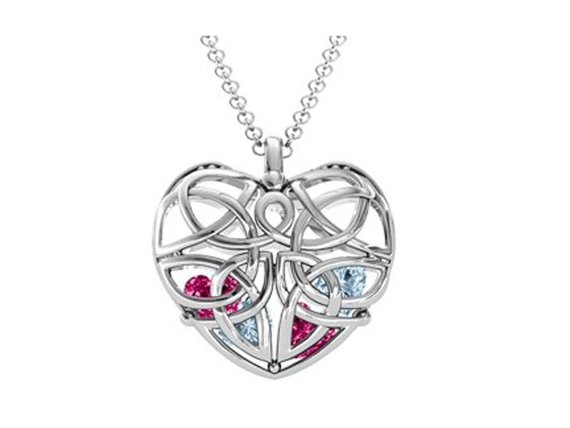 Jewlr Women's Celtic Trinity Knot Caged Heart Pendant