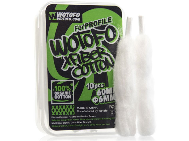 Wotofo Profile Organic Agleted X-Fiber Cotton Strips By Wotofo 6mm 10Pack