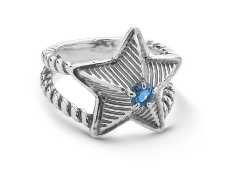 American West Jewelry Women's Sterling Silver London Blue Topaz Star Ring