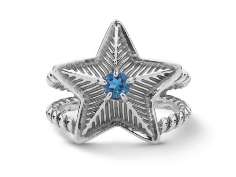 American West Jewelry Women's Sterling Silver London Blue Topaz Star Ring