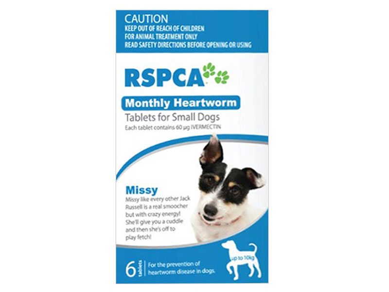 Rspca Monthly Heartworm Tablets Small Dog Under 22lb Blue 0-10kg