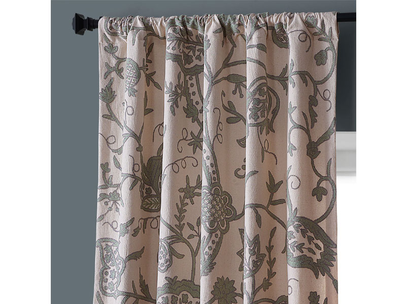 Sophie Embroidered Cotton Crewel Curtain