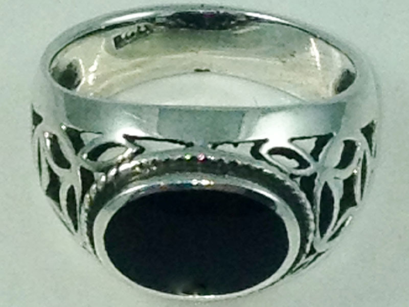 Sterling Silver Filigree Onyx Ring For Men