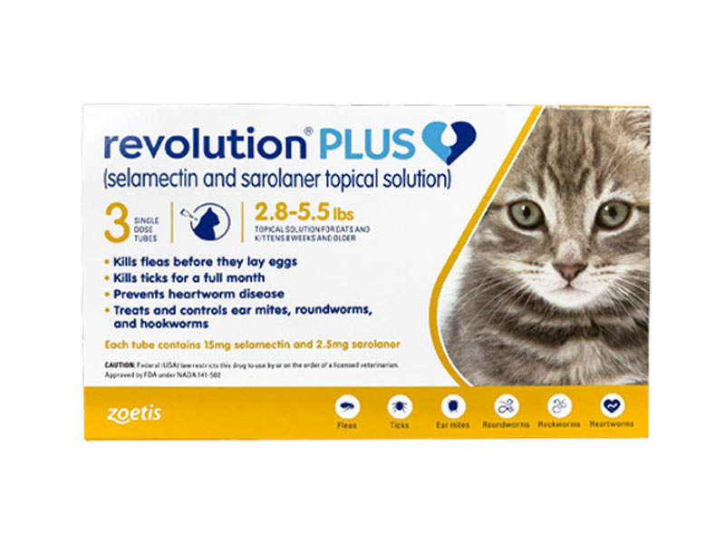 Revolution Plus For Kittens And Small Cats 2.8-5.5lbs (1.25-2.5Kg) Yellow