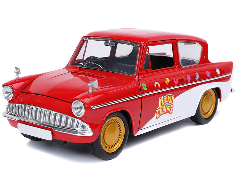 1959 Ford Anglia Red and White Diecast Model Car By Jada