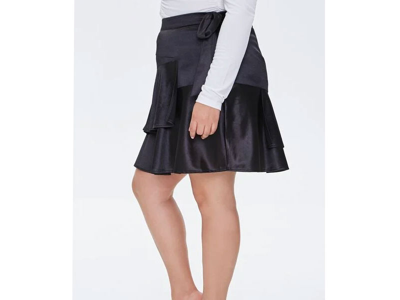 Women's Plus Size Satin Ruffle Mini Skirt