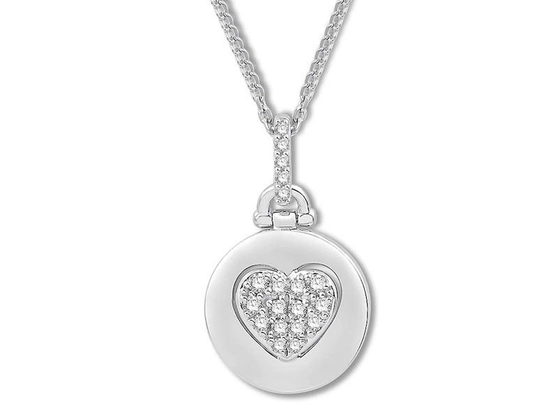 Women's Signature Heart Diamond Necklace 1/6 ct tw Sterling Silver