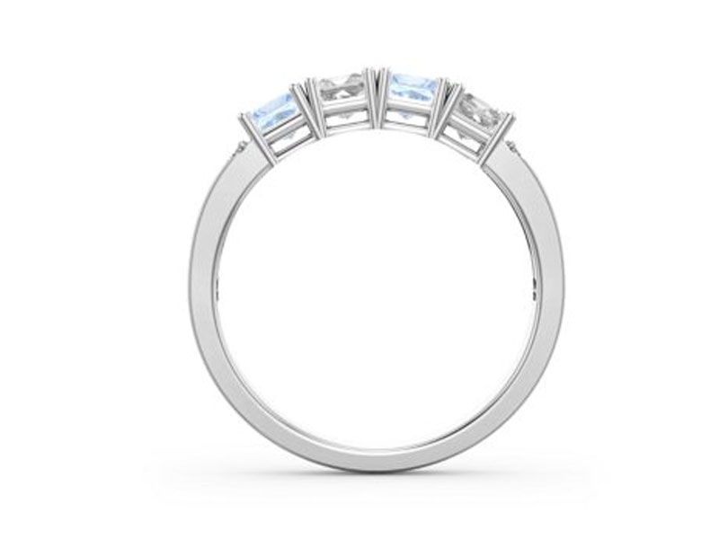 Jewlr Women's Classic 2-7 Princess Cut Ring With Accents