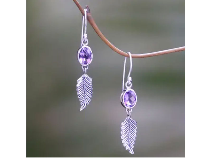 Handmade Women's Silver and Amethyst Dangle Earrings Passionate Hope