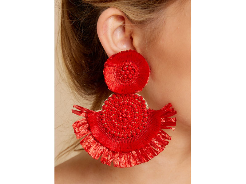 Doing It Well Red Statement Earrings For Women