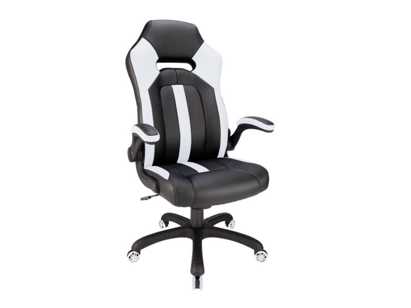 Realspace Bonded Leather High-Back Gaming Chair White Black