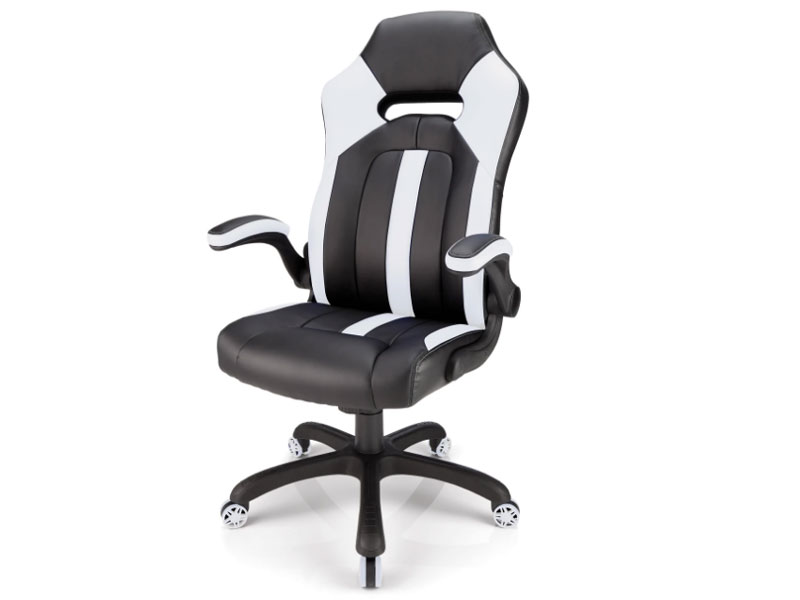 Realspace Bonded Leather High-Back Gaming Chair White Black