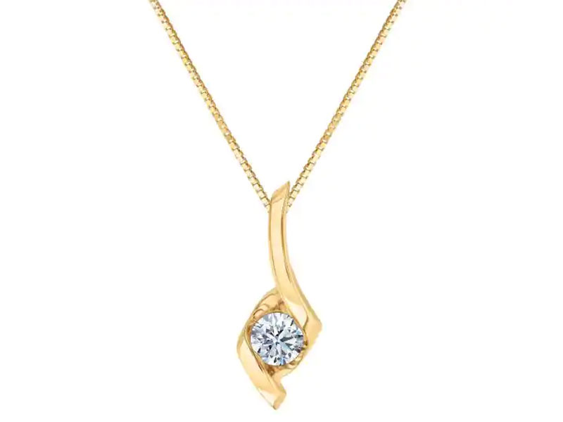 Women's Sirena Yellow Gold Diamond Solitaire Pendant 1/4ct