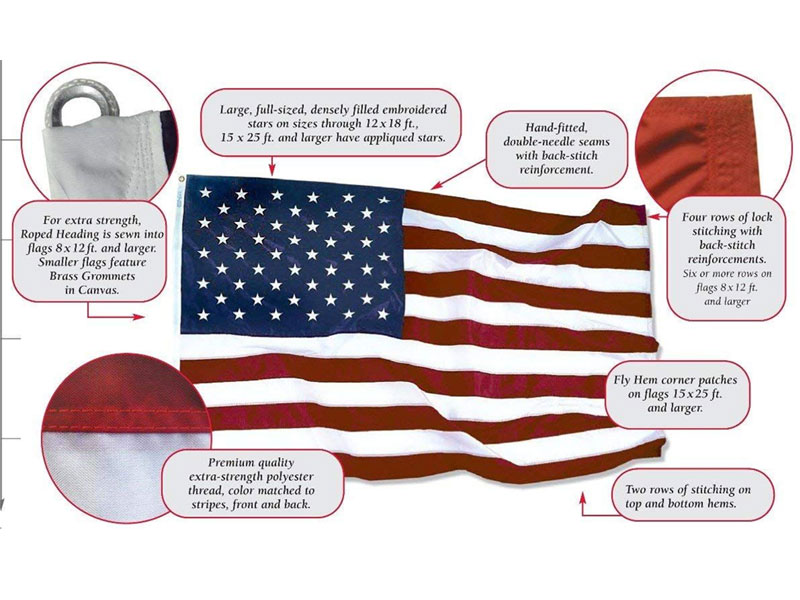 Tough-Tex Heavy Duty American Flag With Rope Heading 20 ft X 30 ft