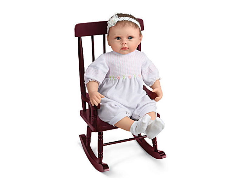 Rocking Chair Stained Hardwood Baby Doll Accessory