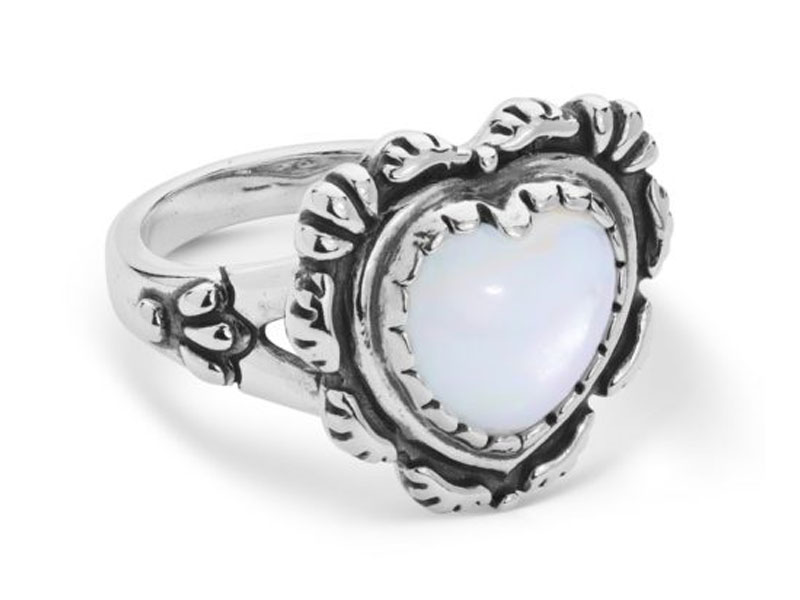 American West Jewelry Women's Sterling Silver White Mother Pearl Heart Ring