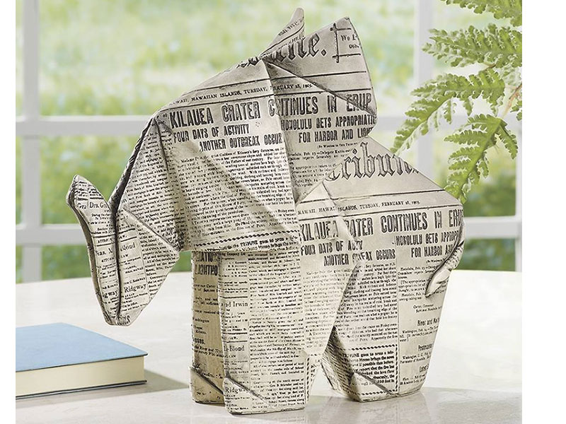 Origami Newsprint Elephant