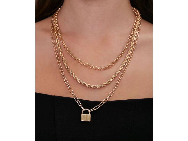 Women's Layered Lock Pendant Necklace