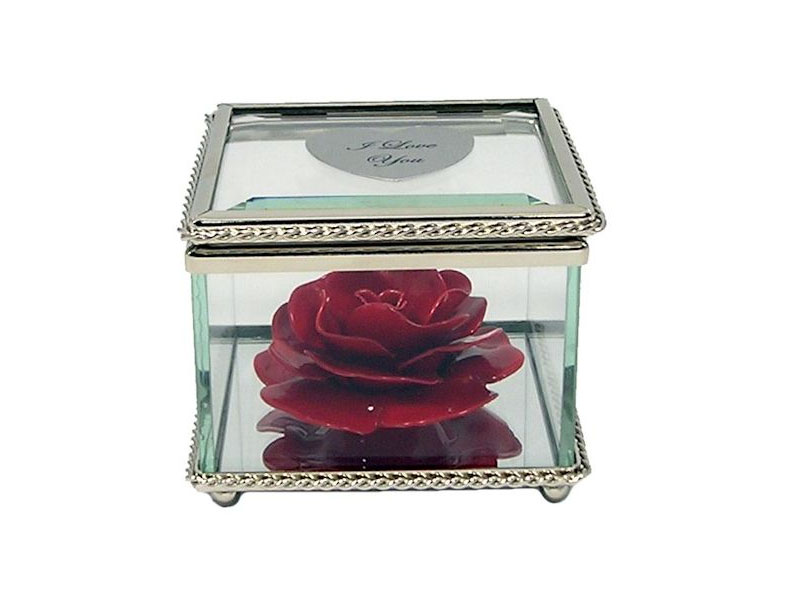 Heirloom Rose Flower in Glass Museum Case