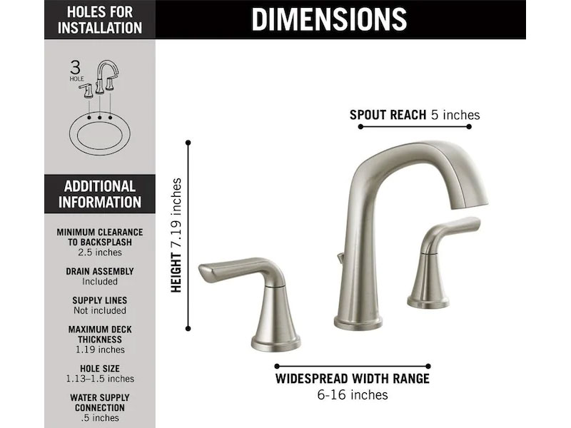 Delta Larkin Spotshield Brushed Nickel 2-Handle Widespread WaterSense Bathroom