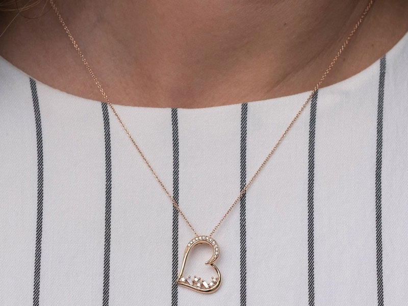 Women's Reeds Exclusive Narrative Rose Gold Diamond Heart Necklace 1/5ctw
