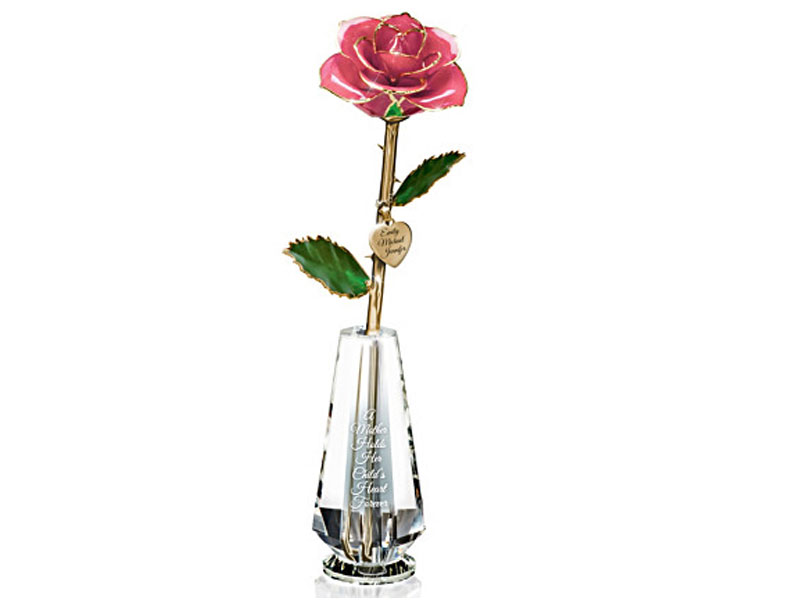 Preserved Rose Centerpiece With Personalized Charm For Mom