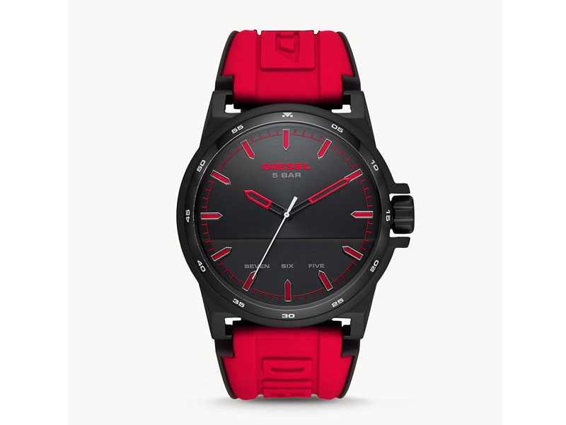 Diesel D-48 Three-Hand Red Silicone Watch For Men