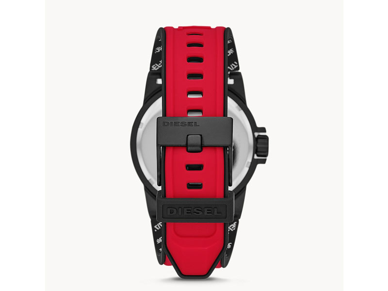 Diesel D-48 Three-Hand Red Silicone Watch For Men