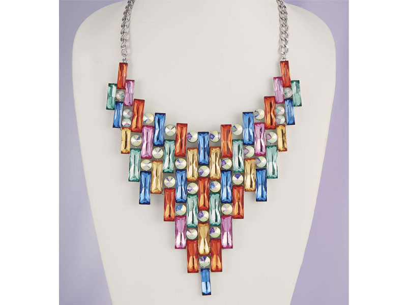 Women's Rainbow Glass Statement Necklace