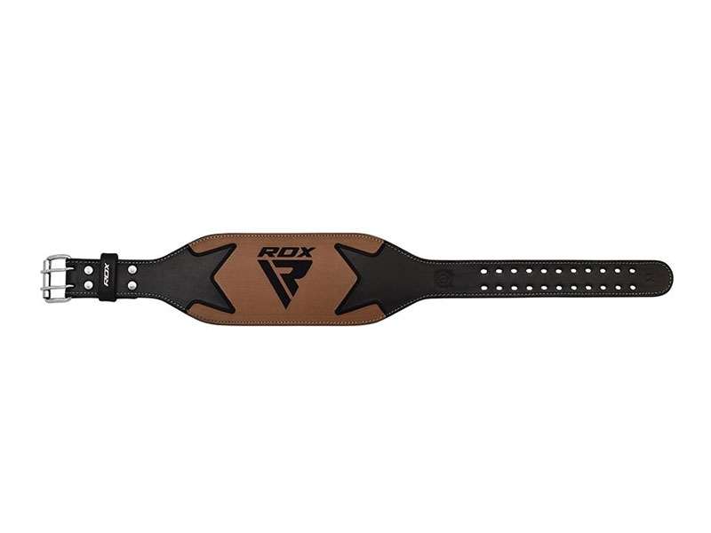 RDX 6 Inch Padded Leather Weightlifting Fitness Gym Belt Brown Black