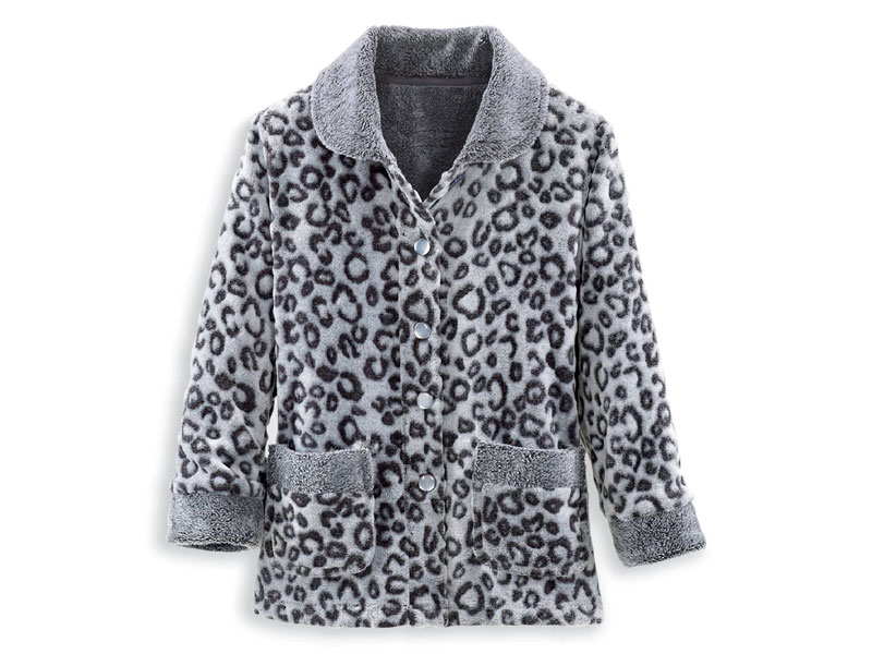 Women's Plush Snow Leopard Lounge Jacket