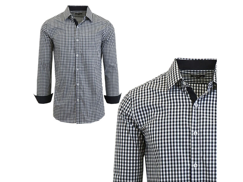 Galaxy By Harvic Men's Long Sleeve Gingham and Plaid Dress Shirts