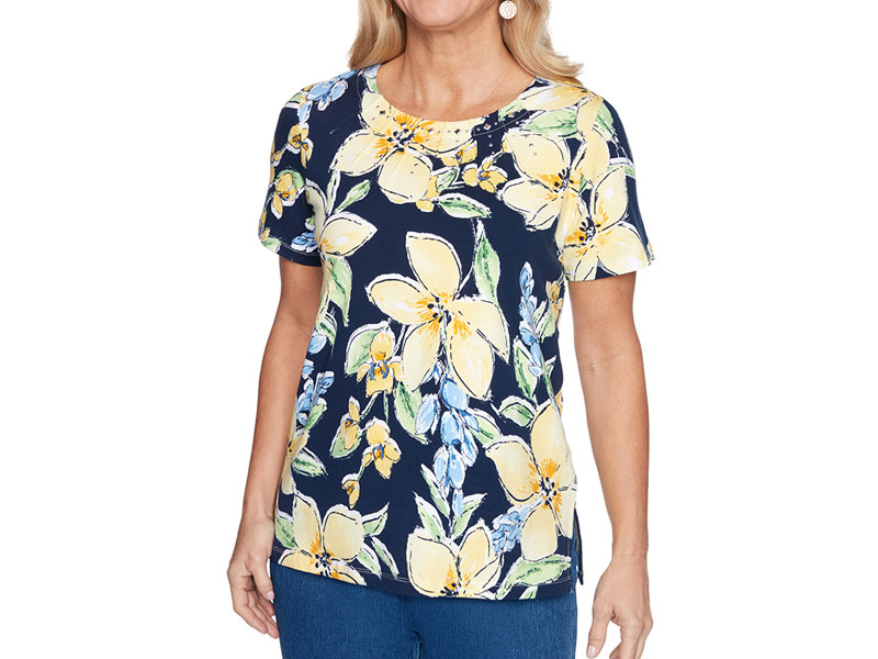 Plus Size Alfred Dunner Lazy Daisy Tossed Floral Knit Top