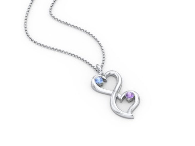 Jewlr Women's Stacked Hearts Gemstone Necklace