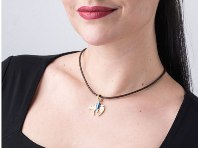 American West Jewelry Women's Brass With Blue Turquoise and Blue Pendant