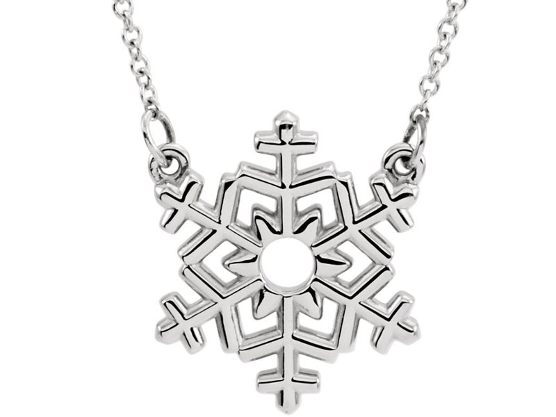 Women's Genuine Sterling Silver Small Snowflake Necklace
