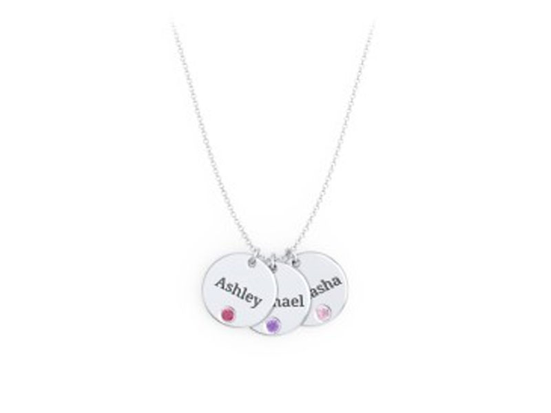 Women's Engravable 3 Disc Pendant With Birthstone